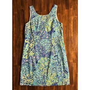 Lilly Pulitzer Women’s 8 Dress Cathy Shift Sheath Sleeveless Cotton Blue Lagoon